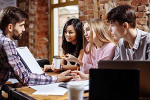 A group of people having a discussion